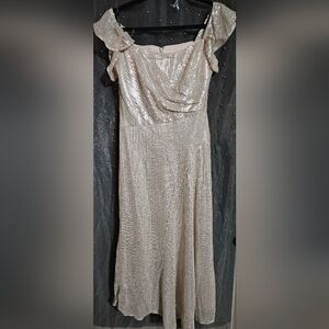 SHOSHANNA MIDNIGHT  STUNNING Sequined Gold  Evening Dress Size 4 NWOT